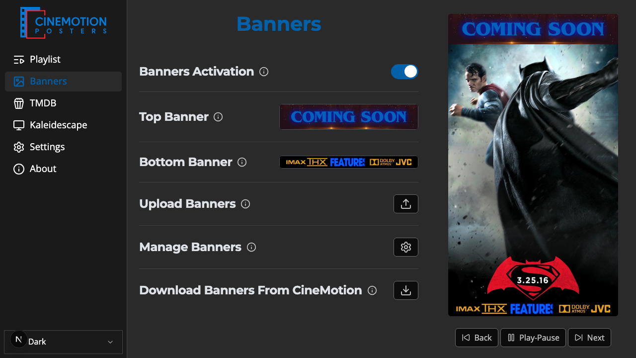 Banners screen