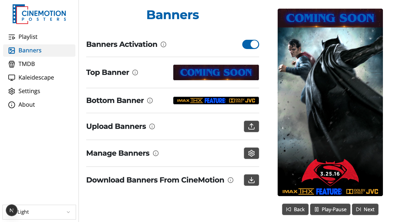 Banners screen