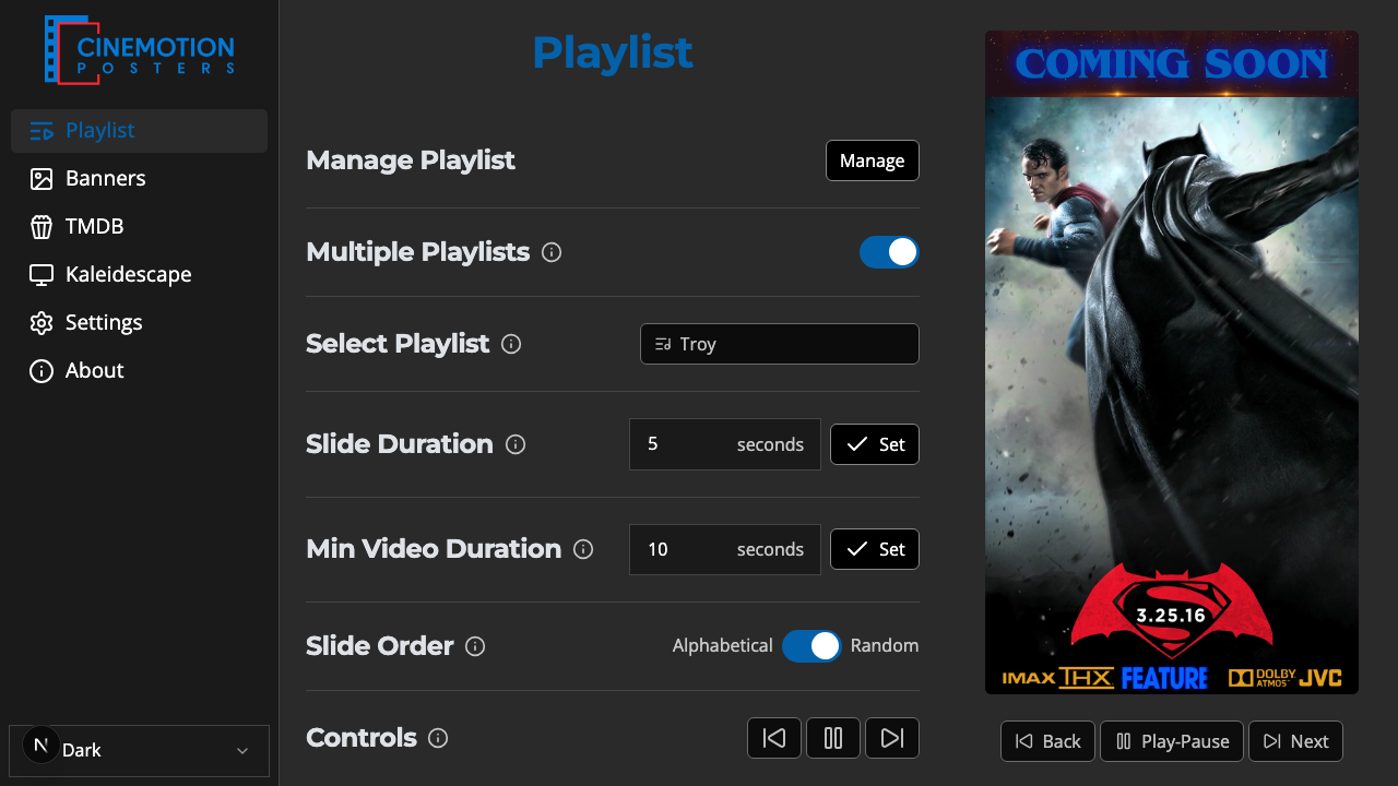 Playlist screen