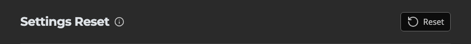The Settings Reset control in Settings