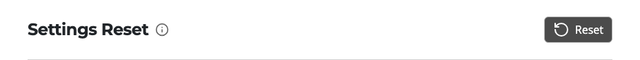 The Settings Reset control in Settings