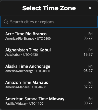 The timezone picker