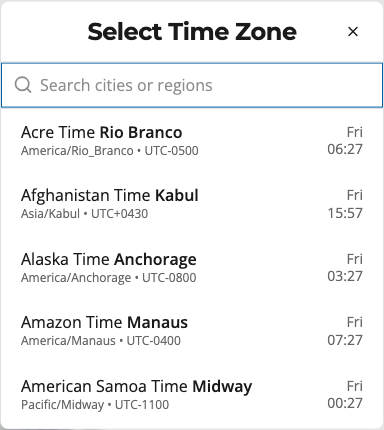 The timezone picker