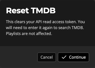 The reset TMDB confirmation prompt