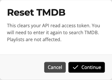 The reset TMDB confirmation prompt