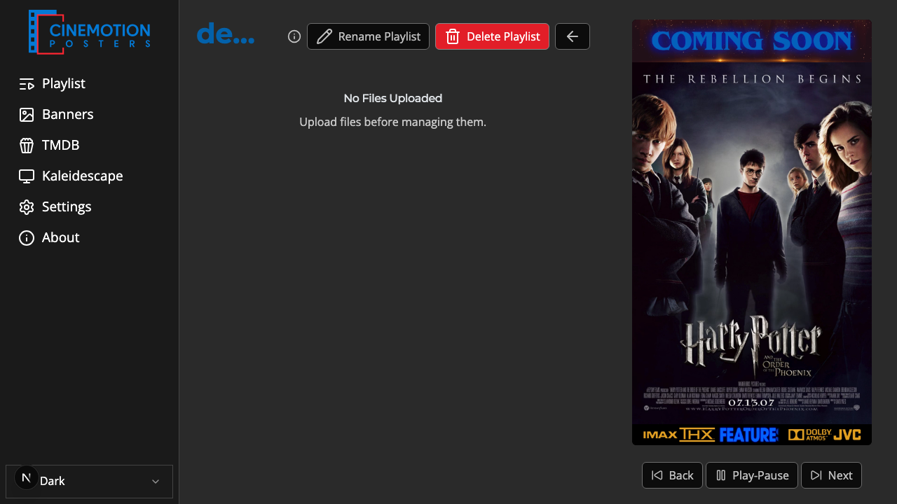 The playlist manage page