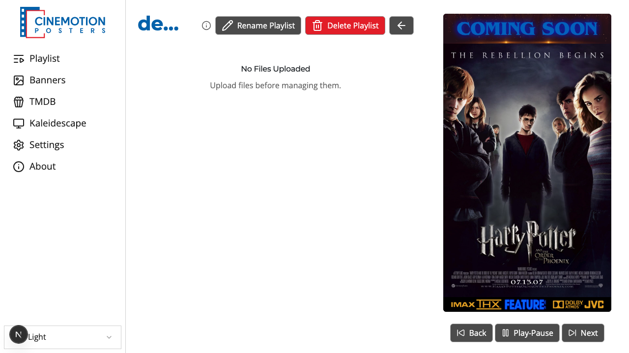 The playlist manage page