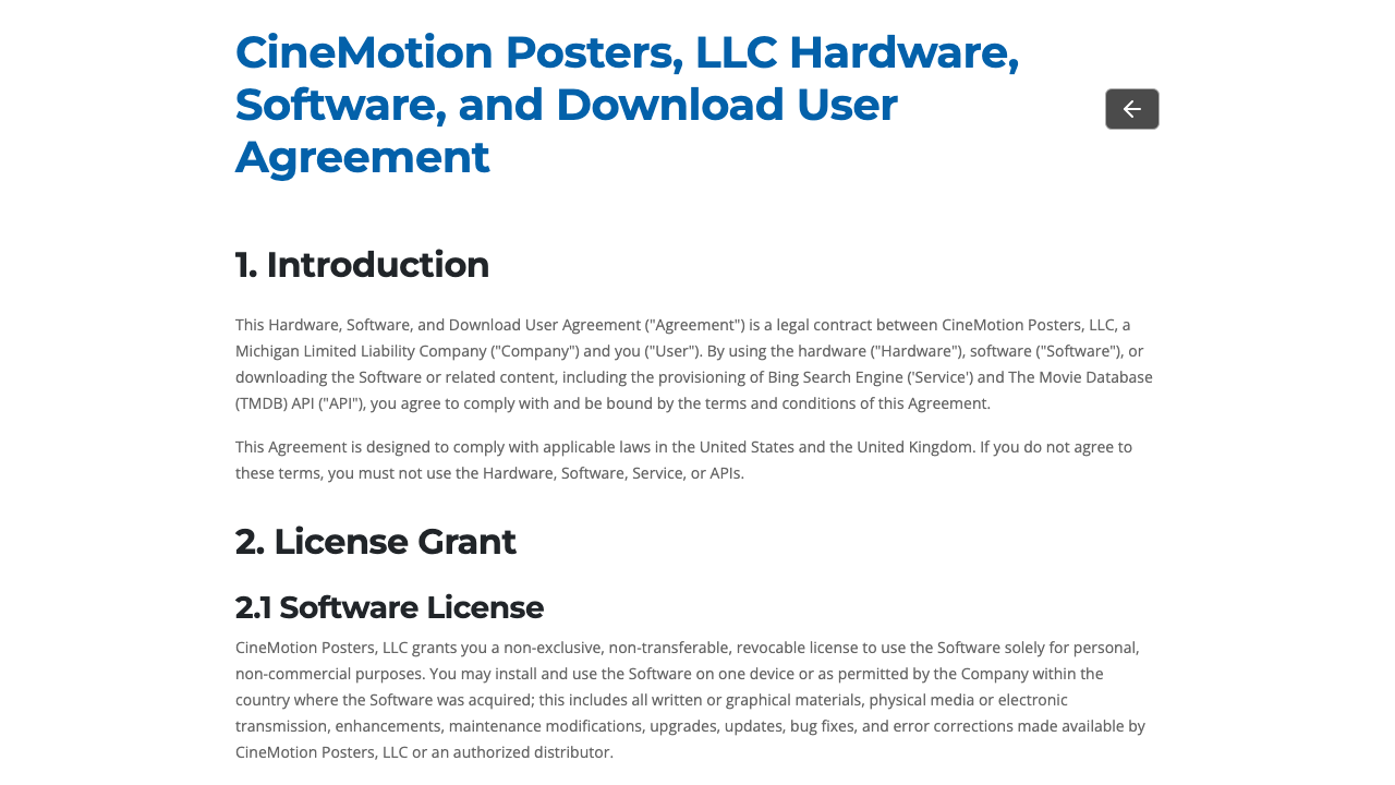 The User Agreement page
